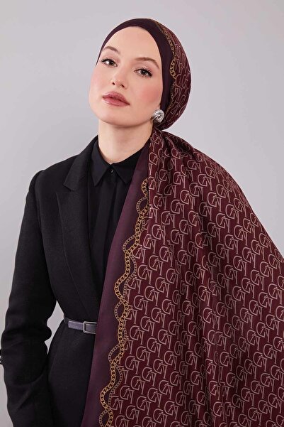 Levidor Plum Lvd Printed Wool Silk Shawl