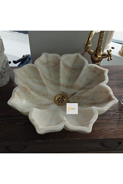 STARMARBLE Özel Tasarım Çiçek Desenli Mermer Lavabo