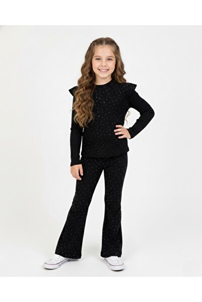 Ege Bebek Girl's Corded Fabric Stoned Transitional Stylish 2-Piece Set L 4-12...