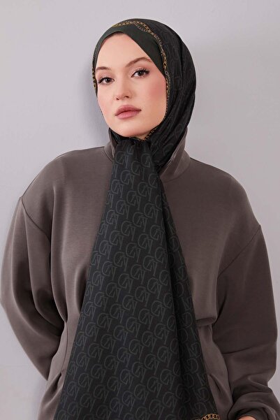 Levidor Green Lvd Printed Wool Silk Shawl