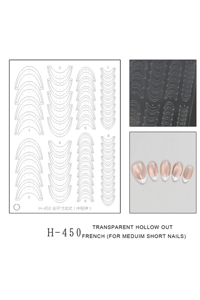 Choice3 03-H450 Hollow Fashion French Nail Stickers Full-size Transparent Aux...