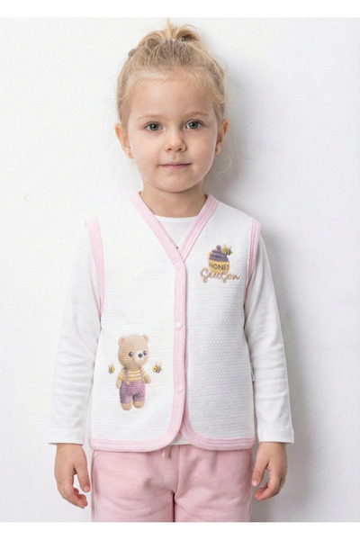 Elbebek Baby سترة مبطنة للأطفال بتصميم دب لطيف ونحلة مطبوع (عمر 2-3-4 سنوات)