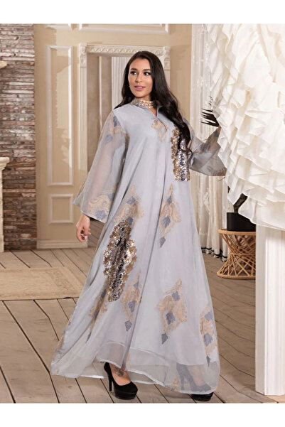 Generic Special offer Women's Bead Embroidered Mesh Dress Jalabiya