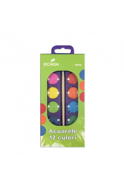 Ecada Acuarele 12 culori cu pensula