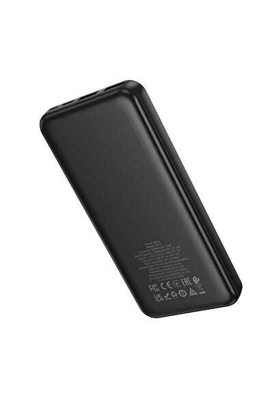 Borofone Baterie externă 10000mAh cu încărcare rapidă, 2x USB, USB-C și Micro-USB, indicator LED, Negru