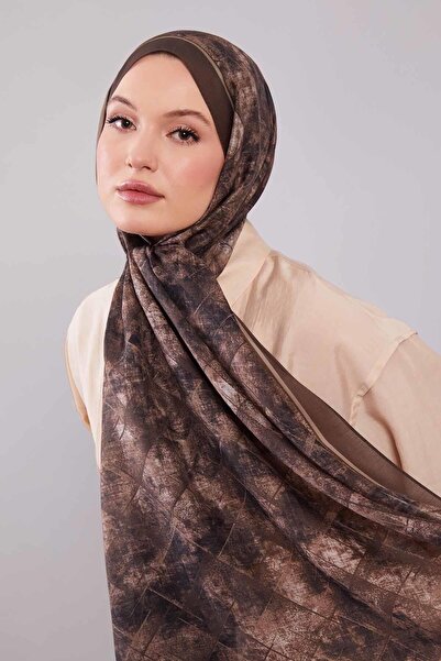 Levidor Coffee Color Baklava Pattern Wool Silk Shawl
