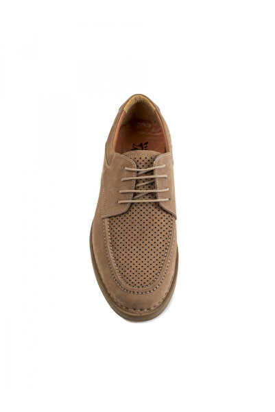 Evanto Shoes Men's Leather Casual Airy Ecru Yellow Derby Shoes