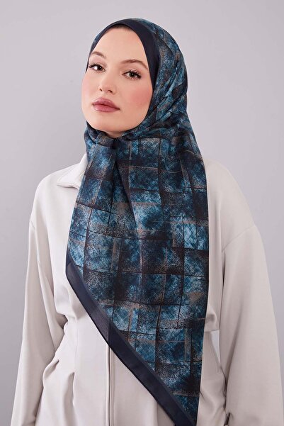 Levidor Blue Baklava Pattern Wool Silk Shawl