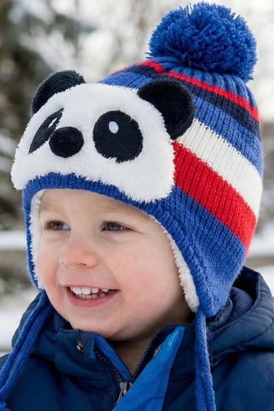 Bay Şapkacı - قبعة شتوية للأطفال بتصميم الباندا اللطيف للجنسين - 5900