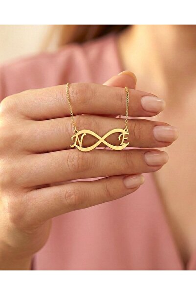İNDİGO TAKI İki Harfli Sonsuzluk 14 Ayar Altın Kolye