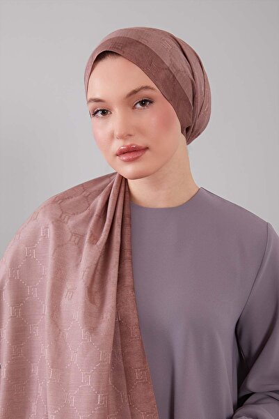 Levidor A.Kahve Honeycomb Embroidered Monogram Shawl