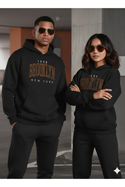 WOODROFFE Sevgili Kombini Brooklyn Printed Bottom and Top Hooded Oversized Tr...