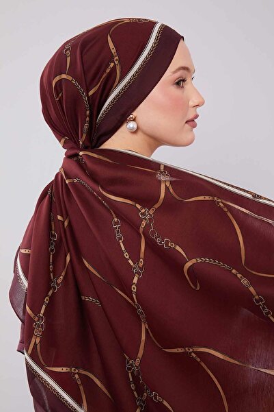 Levidor Burgundy Belt Patterned Wool Silk Shawl