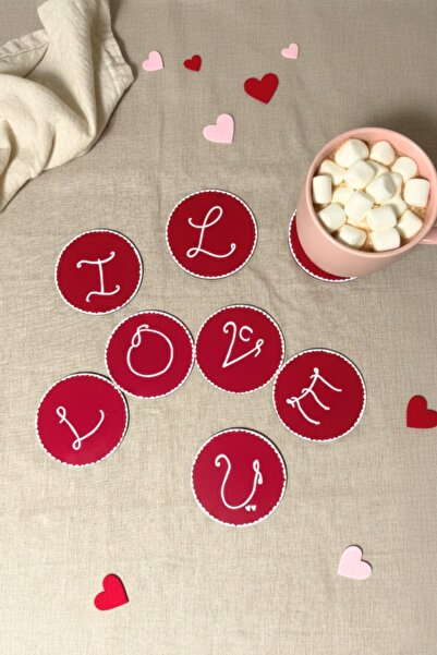 HOME ALL مجموعة هدايا عيد الحب، مجموعة قواعد أكواب خشبية I Love U |   مجموعة ...