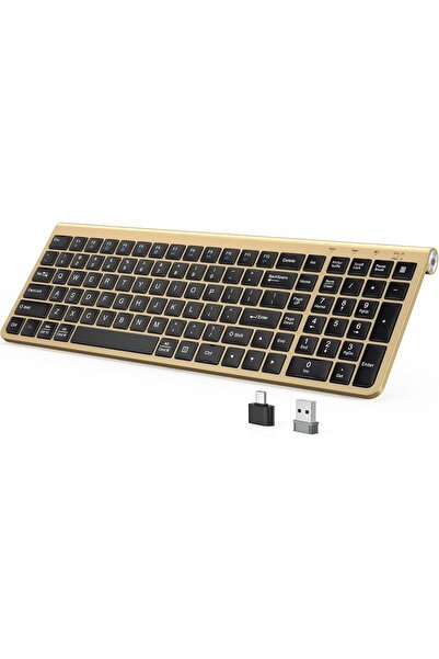J JOYACCESS JOYACCESS Black Gold Wireless Keyboard with Low-Profile Keys - 2....