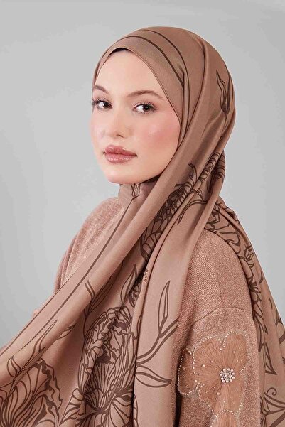 Levidor Mink Hyacinth Flower Pattern Wool Silk Shawl