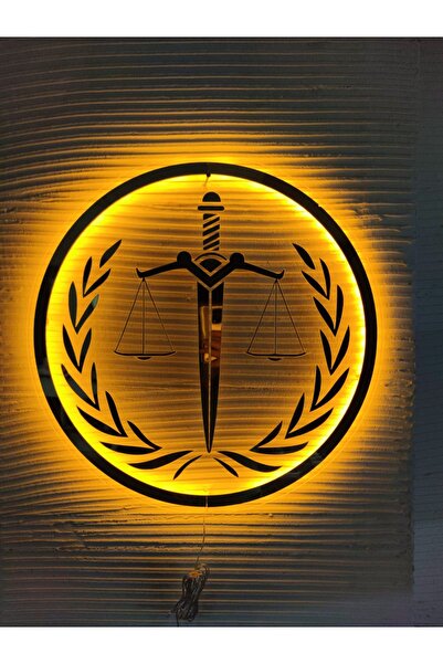 dekoraven Avukat Hukuk Adalet Terazisi Pleksi Led ışıklı logo tablo (50x50cm)