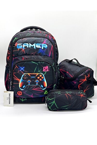 ms mixxstore Geantă pentru școala primară cu model pentru gameri, suport orto...