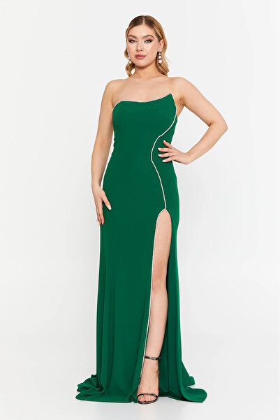 ŞEREF VURAL Women's Strapless Deep Slit Wide Size Range Long Evening Dress 82...