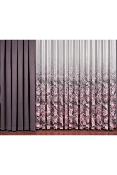 Belvedere Aura Marble Digital Printing Tight Pleated Modern Tulle Curtain