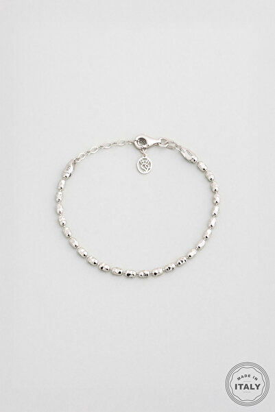 So CHIC... Iris İtalyan 18 Ayar Beyaz Altın Kaplama 19 Cm Gümüş Bileklik