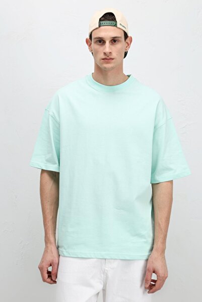 VAMOSCLO Basic Oversized Crew Neck T-Shirt Mint