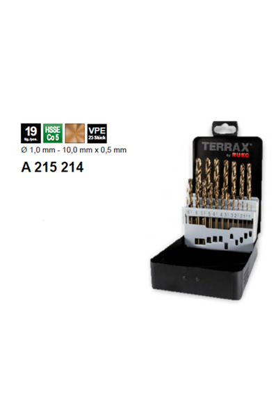 MATKAP UCU SETİ 19 PARÇA BY TERRAX HSS-E Co5