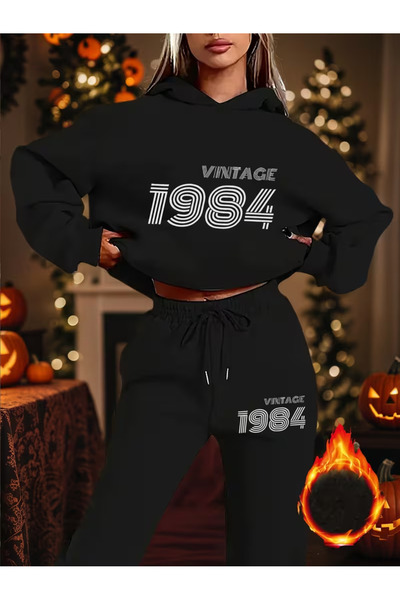 İSMTEXS Unisex Sport Style Printed Hooded Sweatshirt Tracksuit Set