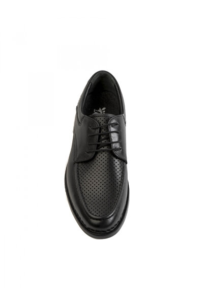Evanto Shoes Pantofi de piele pentru bărbați Casual Textured Black Airy Derby
