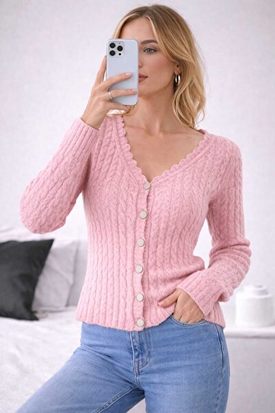 CEMKA KADIN DÜĞMELİ ŞARDONLU YUMOŞ HIRKA