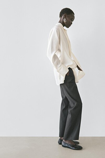 Massimo Dutti Keten karışımlı straight fit pantolon