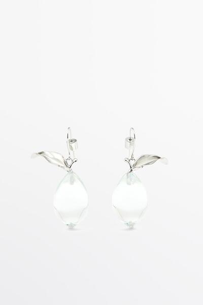 Massimo Dutti Kehribar cam damla küpe