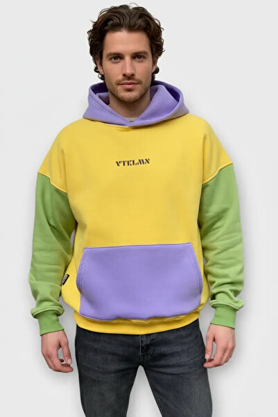 CANMODA Три нитки Шардон з м'якою текстурою Ліловий кишеневий жовтий світшот