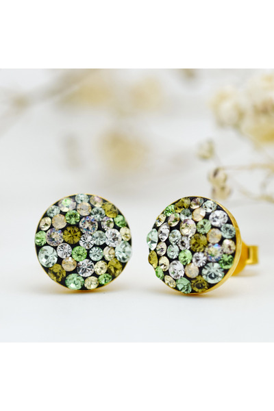 OEM Cercei handmade Ball Olivine Argint 925 suflat cu aur