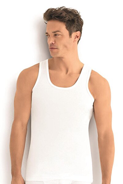 Fanilam Jiber White Men's Singlet 3-Pack - 100% Cotton Breathable Soft Fabric