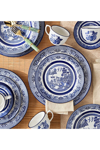 Generic Blue Willow 30-Piece Porcelain Dinner Set - Serves 6