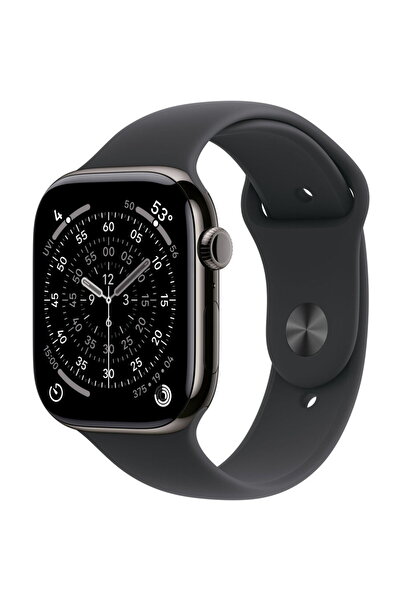 Apple Watch Series 11 GPS + Cellular 46mm Slate Titanium Case with Black Spor...