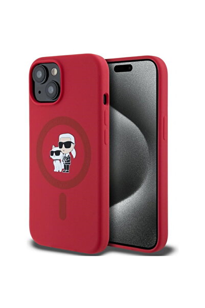 Karl Lagerfeld iPhone 15 Case - Silicone MagSafe (KLHMP15SSCMKCRHR) - Red Kar...