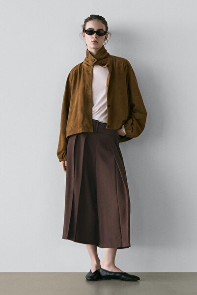 Massimo Dutti Kısa süet deri bomber ceket