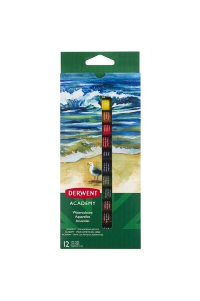 Derwent Acuarele Academy, 12 ml, 12 buc/set, diverse culori