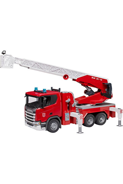 Bruder Scania Super 560R Feuerwehr mit Drehleiter, Wasserpumpe, Light & Sound