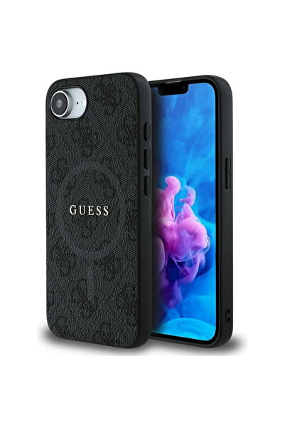 Guess Case for iPhone 16e - 4G Ring Classic Logo MagSafe (GUHMPSE4G4GFRK) - B...