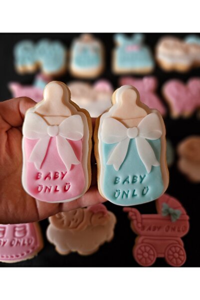 Mimosa Bakery Cinsiyet Parti Gender Reveal Party için Mavi-Pembe Şeker Hamurl...
