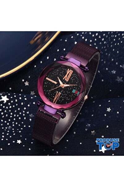 QUARTZ Casual Women's Watch with Magnetic Bracelet and Dotted Dial Purple CDQ...