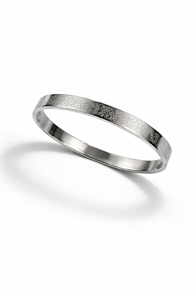 PABALAS Women's Silver Color Patterned Thin Handcuff Bracelet