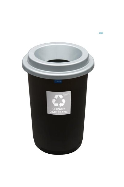 PLAFOR Cos plastic reciclare selectiva, capacitate 50l, Eco - negru cu capac ...