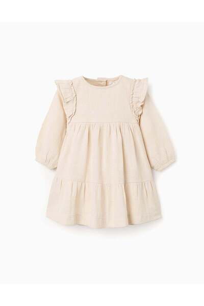 Ziddy LS DRESS DOBBY, WHITE, 12/18M