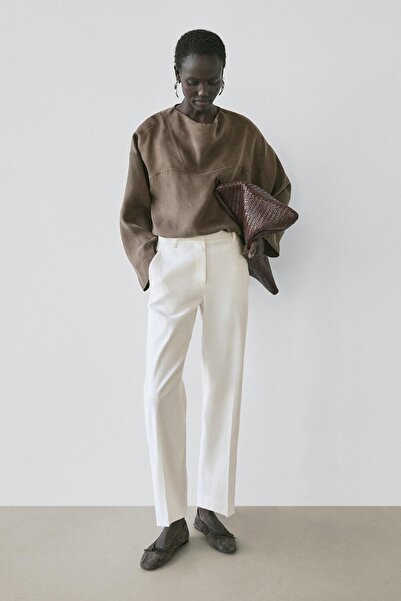 Massimo Dutti Keten karışımlı straight fit pantolon