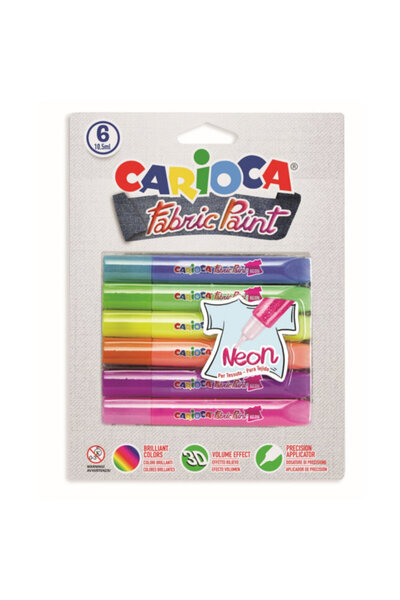 CARIOCA Vopsea pentru textile, rezistanta la spalare, 6 culori/blister, Fabri...