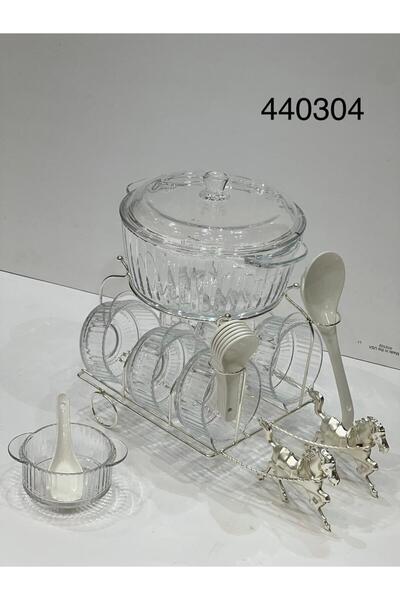 Generic "Royal Horse-Drawn Carriage" Glass Soup Set. Soup serving set with bo...